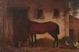 Henry Collins Bispham, Horse in the Stable Yard, Oil on canvas