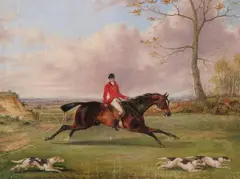 George Henry Laporte, Huntsman in Landscape, Oil on canvas