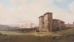 J.C. Young, Hunting in the Roman Campagna, Oil on canvas