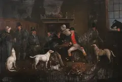 John F. Harrison, Untitled, SQUIRE JENKINS AT THE HUNT SUPPER, oil on canvas