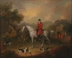 Henry Bernard Chalon, Untitled, HUNTSMAN ON A GREY HUNTER, oil on canvas