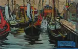 Jesús Casaus, Spakenburg Harbor, Oil on canvas