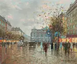Antoine Blanchard, Paris Street Scene with the Opera