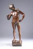 Adolphe Jean Lavergne, Le Charmeur de Serpent, Bronze with reddish-brown patina - Height: 21 in