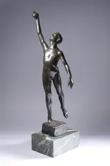 Sidney T. Boyes, Young Man Reaching with Grasped Ball, Bronze - Height: 22 in