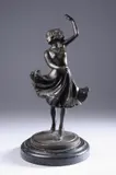 American School, Untitled, DANCING FLAPPER, bronze with dark brown patina, on a black marble socle - Height: 14 in