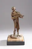 Joan FitzGerald, Untitled, MAN PLAYING VIOLIN, bronze, mounted on a polished stone base - Height: 7 in
