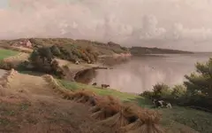 Peder Mørk Mønsted, Ved Fakkegrav-Vejle Fjord, Oil on canvas