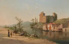 William Dommerson, Castle Clisson on the Tiber, Oil on canvas