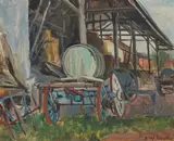 Benjamin Vautier, The Wagon Shed, Oil on board