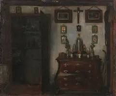 Jean Adrien Madiol, The Bedroom Corner: an Interior, Oil on panel