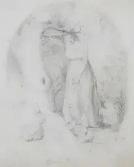 Lilly Martin Spencer, Ophelia, Pencil on cream paper