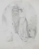 Lilly Martin Spencer, Ophelia, Pencil on cream paper