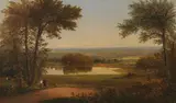 Hudson River School, A View of the Palisades, NEW YORK, oil on canvas