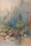 Oscar E. Berninghaus, Colorado Mountain Landscape with Couple on Path