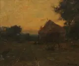 George Inness, Haystack by a Country Lane, Oil on cradled panel