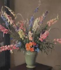 William McGregor Paxton, Floral Still Life, Oil on canvas