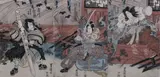 Toyokuni, A Kabuki Play, Triptych woodcut - Each: 13 3/4 in. x 9 1/2 in