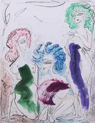 Motoi Oi, Two Women; Artist Age 87 1999 Nyc; Three Women, Five works on the subject of women: "Two Women" signed and dated 1993 LL; "Artist age 87 1999 NYC", signed and dated LL; "Three Women", color and ink, signed and dated 1992 LL; together with an unsigned color and ink work; and "Untitled", signed and dated 1993 LL