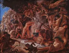 Herman Lipot, Figures in Hell, Oil on canvas