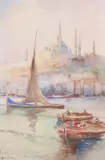 Continental School, Mosque de Soltan Sulyman Ii, Watercolor on paper