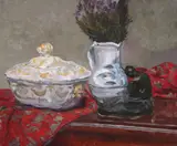 Gilt Decorated Tureen with Flowers in Pitcher and Sculpture by French School, GILT DECORATED TUREEN WITH FLOWERS IN PITCHER AND SCULPTURE, oil on canvas, offered Jun 2008