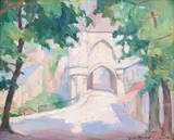 Aymar Mermet, Old Entrance Gate to French Village, Oil on board