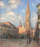 Lajos Gimes, Impressionist View of a Cathedral, Oil on canvas