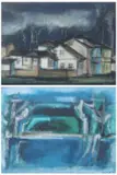 Frank Schaeffer, HOUSES AT NIGHT; and BLUE LAGOON: TWO WORKS, first signed and dated 1963 lower right, second signed and dated 1963, Oil on paper