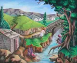 Favrange Valcin II, Washing Day, Acrylic on masonite