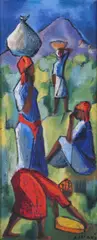 Luckner Lazard, Women Carrying Baskets, Oil on canvas
