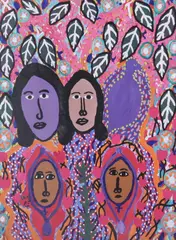 Denis Smith, Faces in the Leaves, Acrylic on masonite