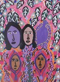 Denis Smith, Faces in the Leaves, Acrylic on masonite