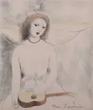Marie Laurencin, JEUNE FILLE À LA GUITARE, color etching, JEUNE FILLE À LA GUITARE, color etching