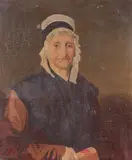 George G. Heiss, Portrait of Elderly Woman Holding Book, Oil on canvas