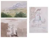 George W. Hatch, THREE SKETCHBOOKS, consisting of approximately 62 pages, one sketchbook depicting scenes and figures from the West Indies, the other two depicting Italian scenes, including ruins. gondolas, peasants, etc, Ink, wash, watercolor and graphite on paper - Larger, 5 1/4 in. x 8 in