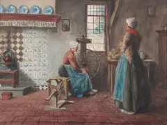 Addison T. Millar, Dutch Interior, Watercolor on paper