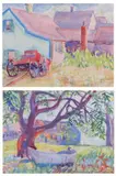 Elizabeth Dorothy Burt Trout, HOUSE WITH CARRIAGE and CANOE IN MARSH: TWO WORKS, each signed lower right, second also dated Sept. 22 lower right, Watercolor on paper