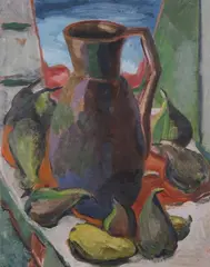 Pots & Pears by Yvonne Kendall, Oil on board, offered Jun 2008