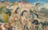 John Clifford Erickson, Wild Horses Running, Oil on board