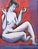 Marianna van Rosen Hoogendyk, Crouching Female Nude, Mixed media on paper
