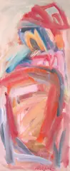 Dina Werfel, Abstract in Red, Oil on canvas