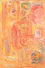 Dina Werfel, Abstract in Orange, Oil on canvas