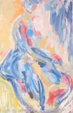 Dina Werfel, Abstract Figure in Blue, Oil on canvas