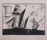 Lyonel Feininger, TOPSAIL KETCHES, 1931. (Presse W271) Signed lower left