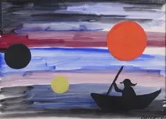 Alexander Calder, The Fisherman, Watercolor, gouache and india ink on artist's board mounted on backing board.
