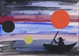 Alexander Calder, The Fisherman, Watercolor, gouache and india ink on artist's board mounted on backing board.