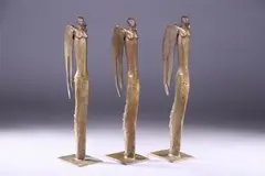 Untitled by Avis Turner, ALTARSTICKS IN THE FORM OF ANGELS, circa 1988, bronze, golden-brown patina. - Height: 30 1/4 in, offered Jun 2008