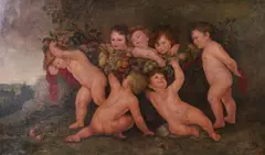 PUTTI FROLICKING WITH FRUIT. inscribed upper right and dated 1906 on stretcher by Heinrich Landgrebe, Oil on canvas, offered Jun 2008
