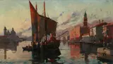 Gilbert Galland, Barques de Peche, Oil on masonite
